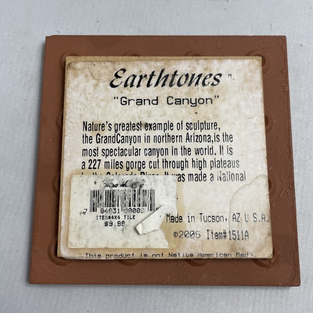Ceramic Art Tile 3.8" Grand Canyon Grey Wolf Made In Tucson AZ USA - Picture 4 of 7